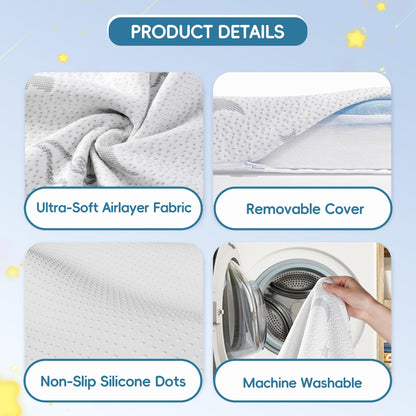 SJEUQOP Pack and Play Mattress 38"x26", Double-Layer Pack n Play Mattresses Crib Mattress with Breathable Soft Removable Washable Cover for Baby Toddler