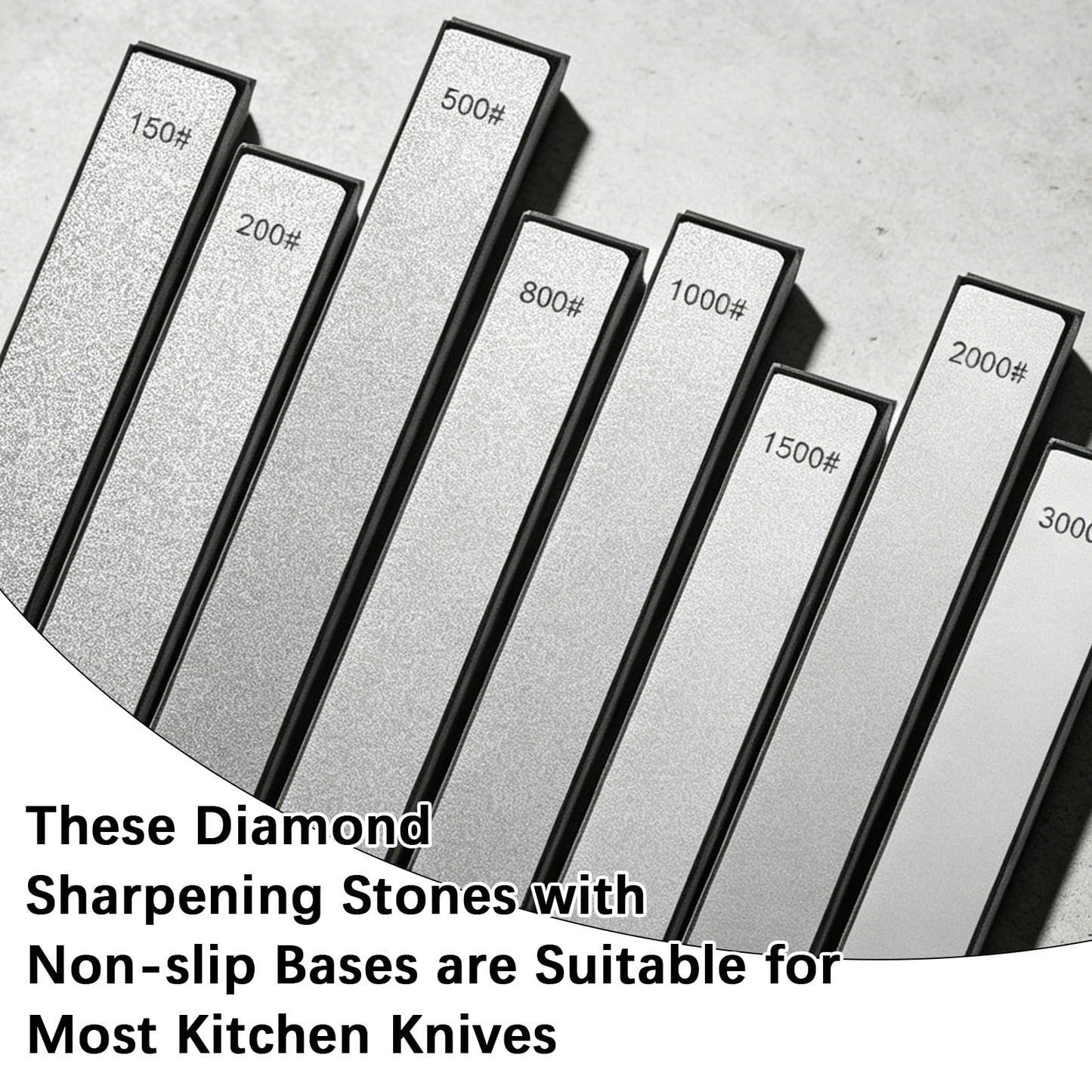 8 Pcs Diamond Knife Sharpening Stones, Knife Sharpener Fixed-Angle Kit, Professional Whetstone Set With Base 150/200/500/800/1000/1500/2000/3000 Grit