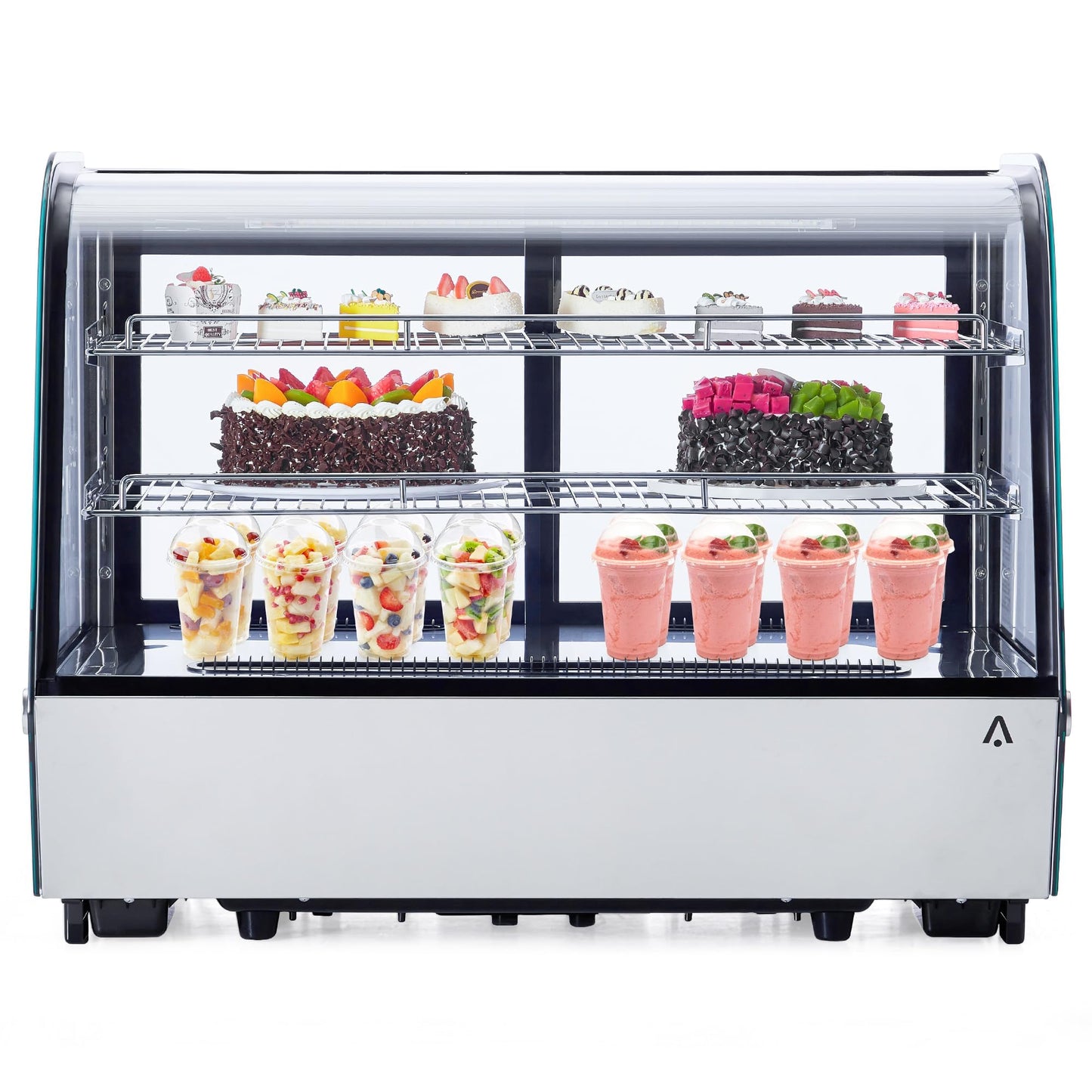 GarveeHome 4.6 Cu.Ft Countertop Display Refrigerator, Glass Door Pastry & Cake Display Case with LED, Double-Layered Glass, Adjustable Shelves, Commercial Bakery Cooler, 110V