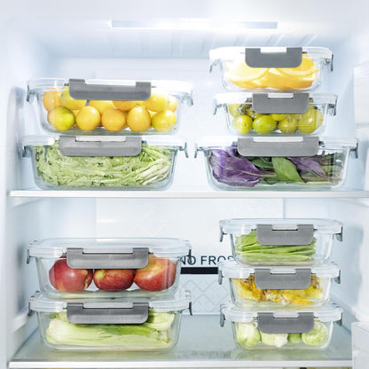 Glass Food Storage Containers with Lids, 20 Pieces Airtight Glass Meal Prep Container Set, Leakproof BPA Free Lunch