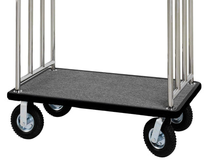 Stainless Steel Luggage Cart – 1000lb Capacity – Bellman Cart 1.25” Welded Steel Frame - Air Filled Tires & Gray Carpet, for Hotel, Resorts, Condos, Commercial Use (Elite Valet Series)