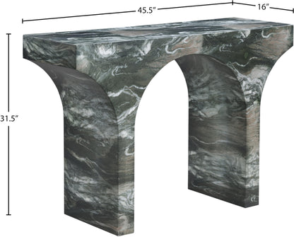 Meridian Furniture Pomezia Green Marble Finish Console Table