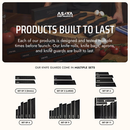 Asaya Professional Chef Knife Edge Guards – 6 Piece Knives Universal Covers - Extra Strength ABS Plastic and Food Safe Kitchen Knife Sheath Covers – Knives Not Included