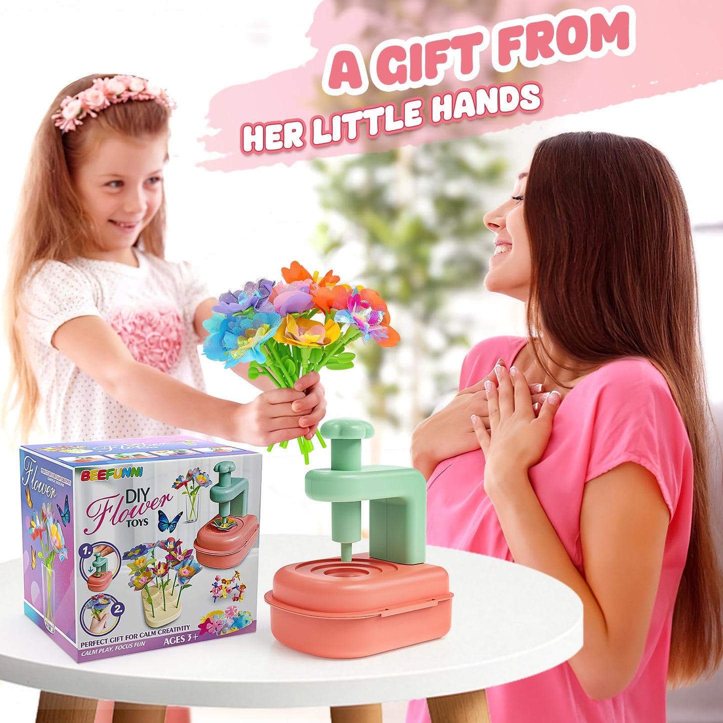 beefunni Flower Bouquet Craft Kit, DIY Crafts Toys for Kids Ages 4-8, Educational Flower-Making Toy for Toddler, Arts & Crafts for Toddler Girl, Birthday Gift for 4 5 6 7 8+ Year Old Girls and Boys