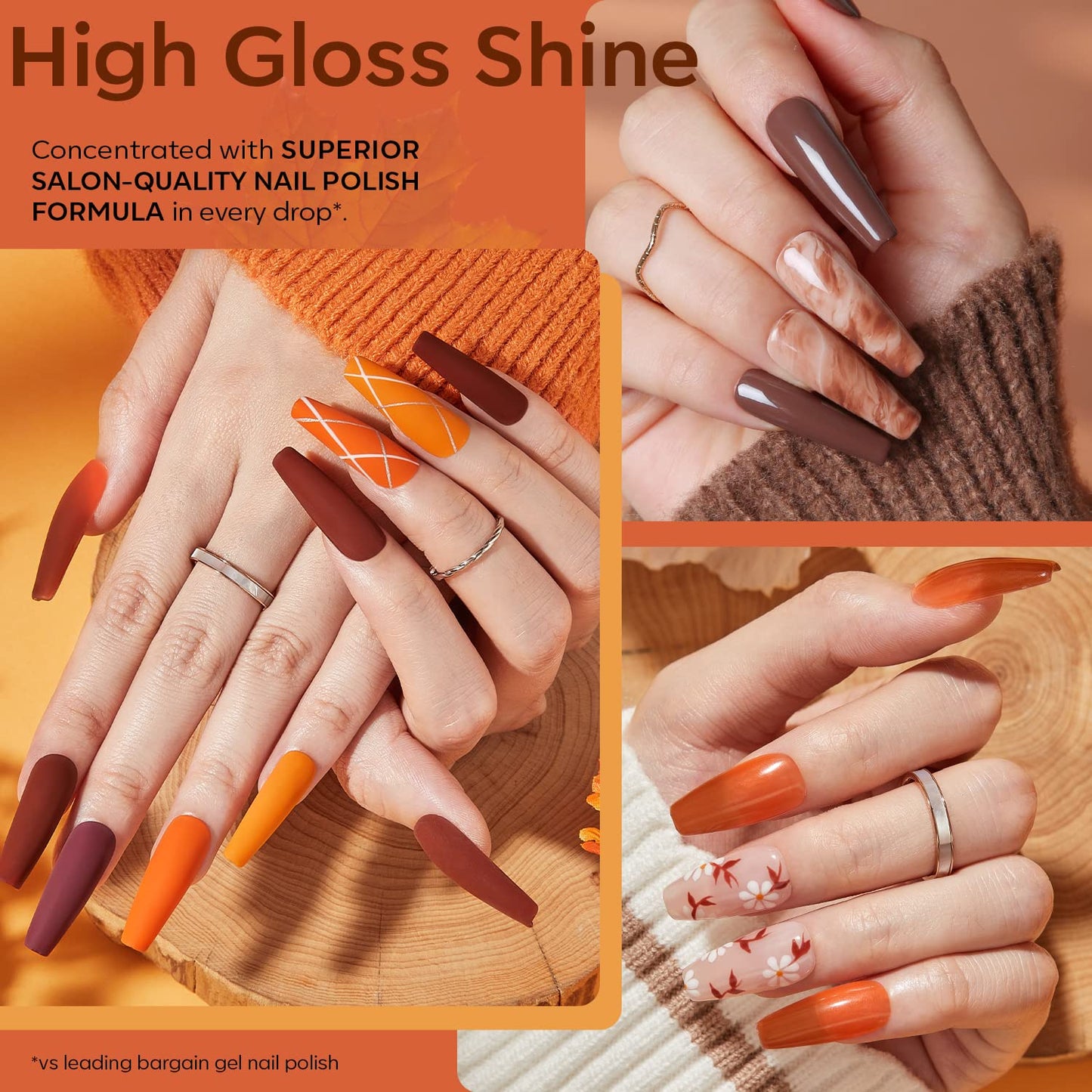 modelones 24PCS Gel Nail Polish Set, Fall Winter Cat Eye Shimmer Gel Polish Kit Soak Off with Glitter, Glossy and Matte Top Base Coat DIY Manicure at Home