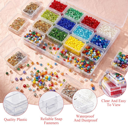 Supkiir Bead Organizer Box, 64 Pcs Small Plastic Bead Storage Containers, Clear Craft Organizers and Storage with Hinged Lid and Labels for Diamond Painting Art, Seeds, Nail Art and Small Parts