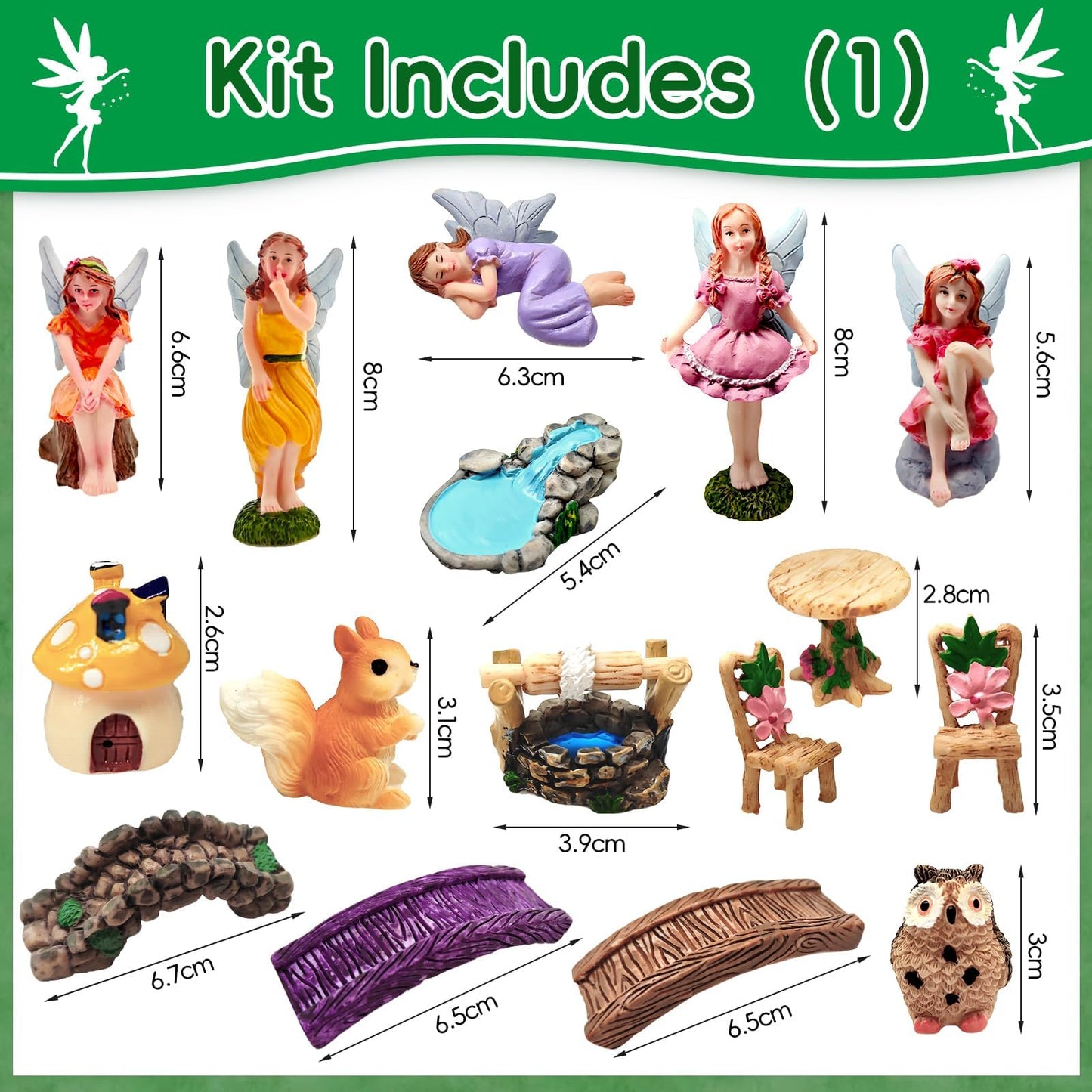 MTWENWENZY 114 Pcs Miniature Fairy Garden Accessories Kit Resin Elves Animal Figurines Decor Micro Landscape Ornaments for DIY Micro Dollhouse