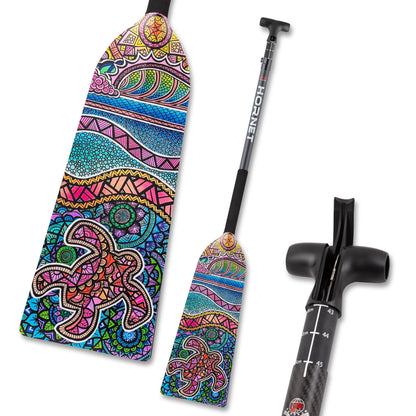 Hornet Watersports Dragon Boat Paddle - Pink Crush Design - Adjustable Carbon Fiber Dragon Boat Paddle - IDBF Approved (Leverlock Adjustable)