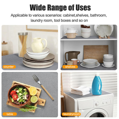 Songrey Non-Adhesive Drawer and Shelf Liner, Non Slip Cabinet Liners, Protect Kitchen Cupboard, Bathroom Drawers, Breathable, Thick Strong Grip mat (12IN x 20FT, Cream)