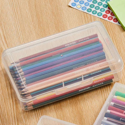 Thintinick 4 Pack Rectangular Clear Plastic Storage Containers Box with Hinged Lid for Beads and Other Small Craft Items (8 x 4.7 x 2.3 inch)
