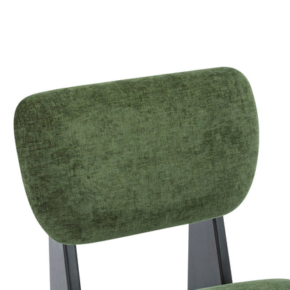 Christopher Knight Home Mores Low Profile Accent Chair Set of 2, Modern Living Room Armless Lounge Chair, Fabric Comfy Reading Chair for Bedroom, Wooden Frame and Thick Padded Seat, Black+Green