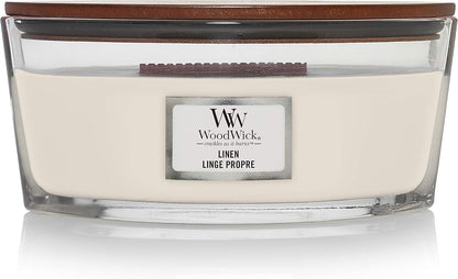 WoodWick Ellipse Scented Candle, Linen, 16oz - Up to 50 Hours Burn Time