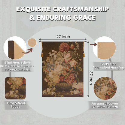 Charlotte Home Furnishings Inc. Bouquet Tulipe Fonce French Tapestry Wall Hanging 37 x 27 Inch Viscose Cotton and Polyester Blend Wall Art Perfect For Wall Decor by Pierre Joseph Redoute
