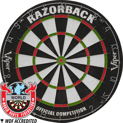 Viper Metropolitan Solid Wood Cabinet & Sisal/Bristle Dartboard Play-Ready Bundle: Elite Set (Razorback Dartboard, Darts and Laser Throw Line), Espresso Finish