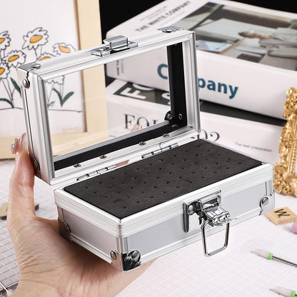 Noverlife 50 Holes Nail Drill Bit Holder Case, Professional Polishing Heads Holder Organizer, Silver Bit Storage Box, Large Display Container for Salon Grinding Head