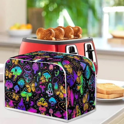 Gomyblomy Mushroom Butterfly Toaster Cover, Polyester Fabric Dustproof Cover for Kitchen, Washable Microwave Oven