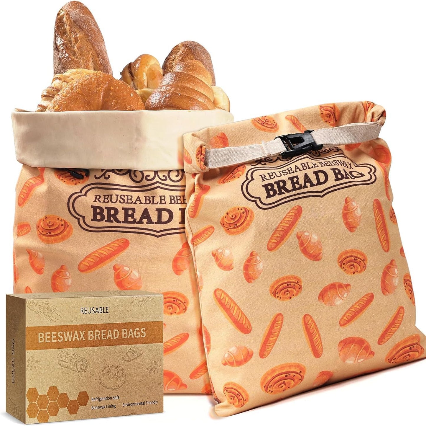 1 Pack Beeswax Bread Bags for Sourdough Homemade Bread, XL Cotton Lining Sourdough Reusable Natural Beeswax Bread