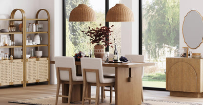 Nathan James Augustine Modern Farmhouse Rattan Pendant Light, Rattan Chandelier Pendant Lamp Shade for Kitchen or Living Room