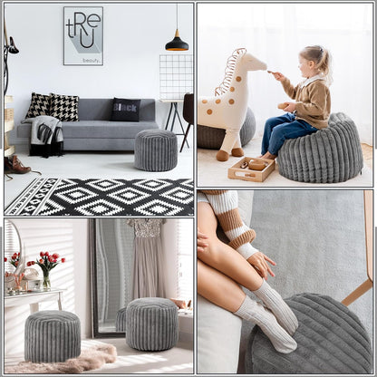 2 20 15 Inch Teenyyou Pcs x Unstuffed Pouf Cover Ottoman Foot Rest - No Filler, Faux Rabbit Fur Foot Stool Floor Bean
