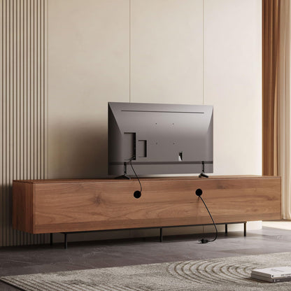 NessCarsti Mid Century Modern TV Stand for 80+ Inch TVs, 94.48" Walnut Console with Ample Storage – Stylish Entertainment Center for Living Room or Bedroom
