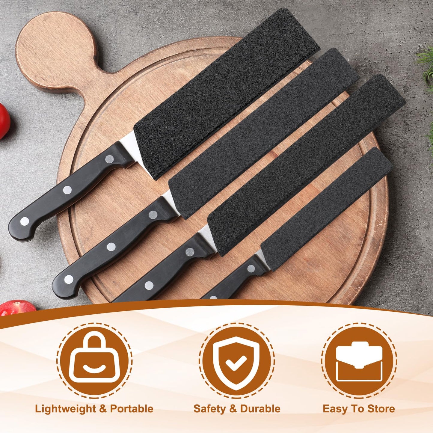 PATIKIL 2 Pcs ABS Knife Cover Sleeves, 10x2 Inch Knife Blade Edge Guard Sheath Universal Blade Protector Flocking for Home Kitchen, Black