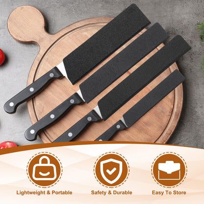 PATIKIL 2 Pcs ABS Knife Cover Sleeves, 10x2 Inch Knife Blade Edge Guard Sheath Universal Blade Protector Flocking for Home Kitchen, Black
