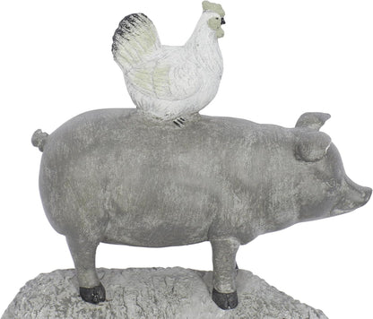 Deco 79 Polystone Farm Animals Decorative Sculpture, Stacked Home Decor Statue, 9" x 4" x 12", Gray