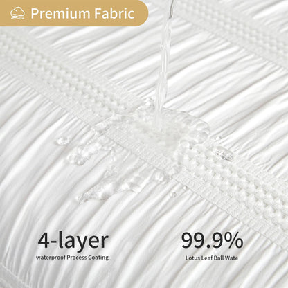 Lameirose White Shower Curtain Fabric, White Textured Shower Curtain Boho Cotton Blend Striped Waffle Shower Curtains for Bathroom 72 x 72