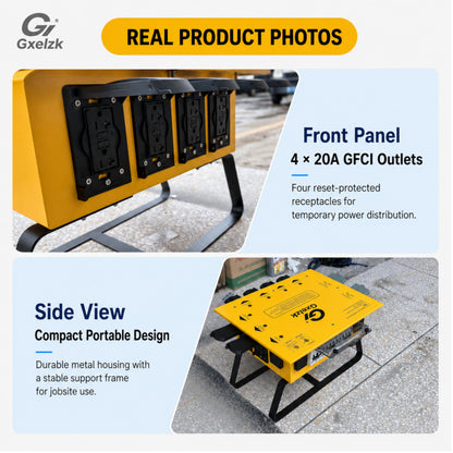 Power Distribution Box Temporary Distribution Box, It has Both 50A and 30A inlets, six 120V CFGI duplexes,Safe and Reliable Power on Any Construction site (50A-Temporary Distribution Box)
