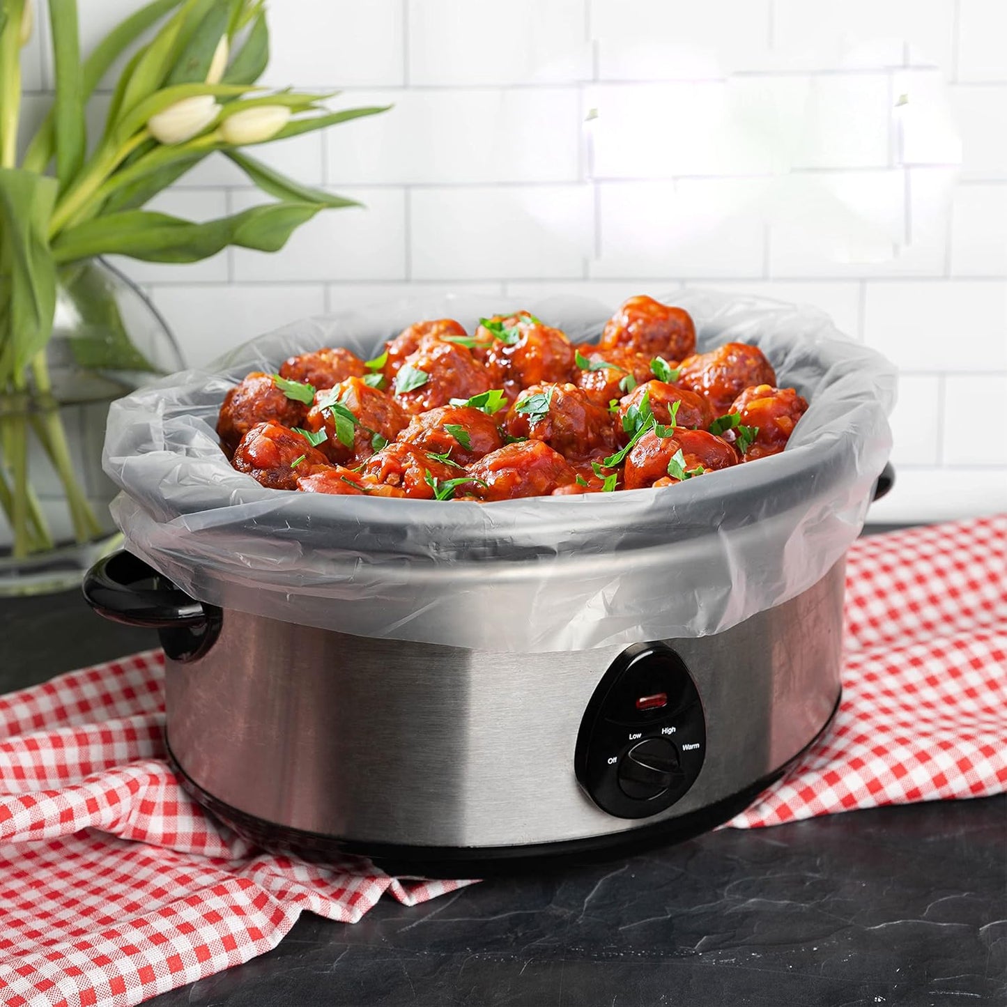 Party Bargains Slow Cooker Liners, 4" Wide Gusset, Multi Use Cooking Bags, Sous Vide (XL 1 PACK)