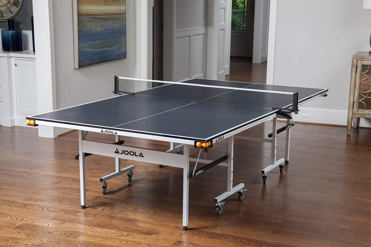 JOOLA Rally TL Professional MDF Indoor Ping Pong Table w/Quick Clamp Table Tennis Net & Post Set - 10 Minute Easy Assembly - Corner Ball Holders - Tournament Quality - Includes Playback Mode