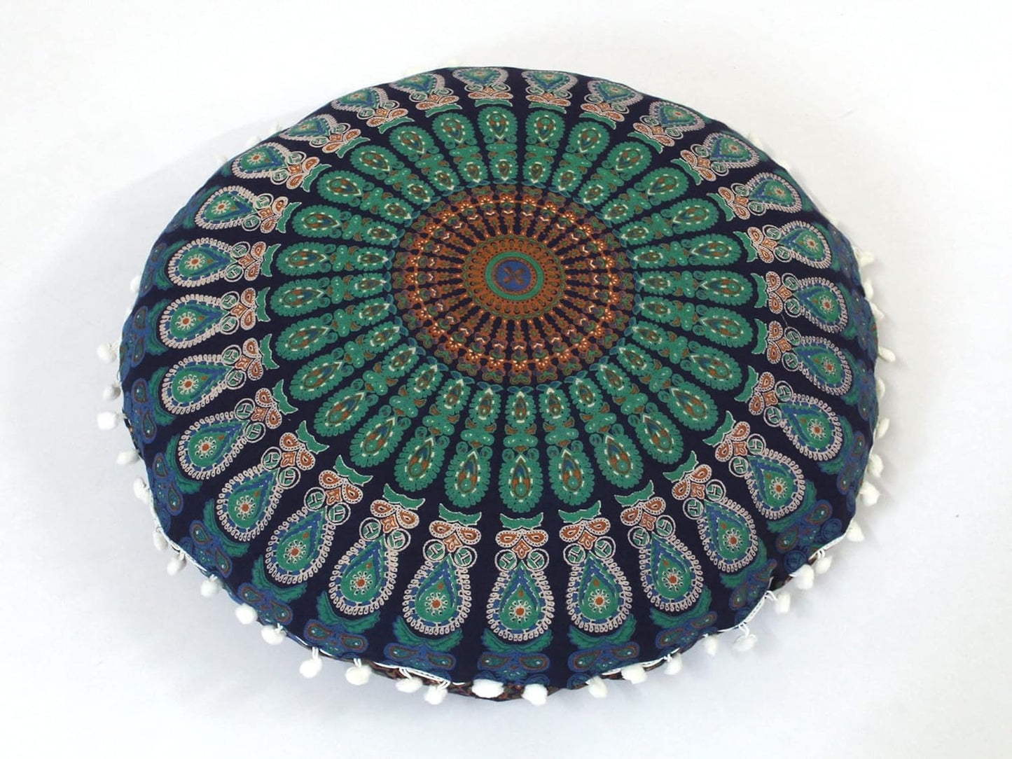 22 Inches Round Mandala Floor Pillow Cover Seating Cushion Throw Cover Hippie Decorative Bohemian Ottoman Pouf Cover