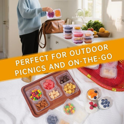 Fracurs Snack Containers 25PCS Reusable Snack Containers with Lids, Snackle Box Container Portion Control, Double Compartment Snacks Containers for Travel On to Go Sauce Snack Pack Containers for Kids