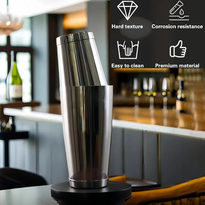 Boston Cocktail Shaker, 18oz & 28oz 2-Piece Tins, Professional Bar Shaker for Bartending, Cocktail Shakers, Essential Bar Tools for Mixing Drinks（Sliver）