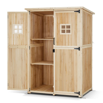 MCombo Large Wooden Outdoor Storage Cabinet with 2 Shelves, Oversize Garden Storage Shed with Lock, Tool Shed for Patio Yard Lawn, 1911 (Beige)