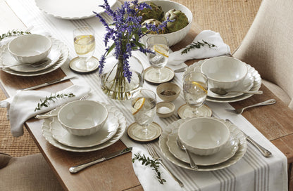 Lenox Dinnerware Sets, French Perle Groove White 24-Piece Dinnerware Set, Service For 8, Stoneware, Dishwasher Safe, Microwave Safe, Bowls, Plates And Bowls, Dinner Dishes, Plates (White, 24 Piece)