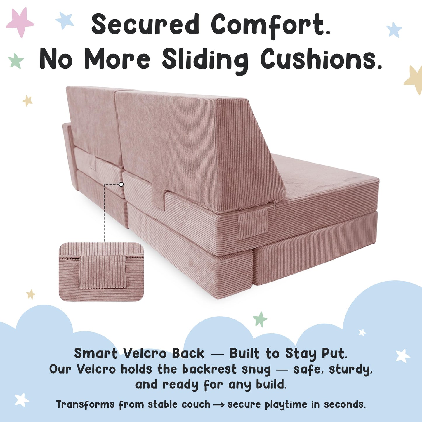 Cubby Couch 12-Piece Modular Kids Play Couch - Soft & Durable Toddler Couch with CertiPUR US Foam, Washable Covers - Playroom Furniture, Kids Sofa for Lounge, Living Room & Playroom - Pink