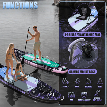UPWELL 11'6"×35" Extra Wide Inflatable Paddle Board, Stand Up Paddle Board, Sup Paddle Boards for Adults, Mech Purple