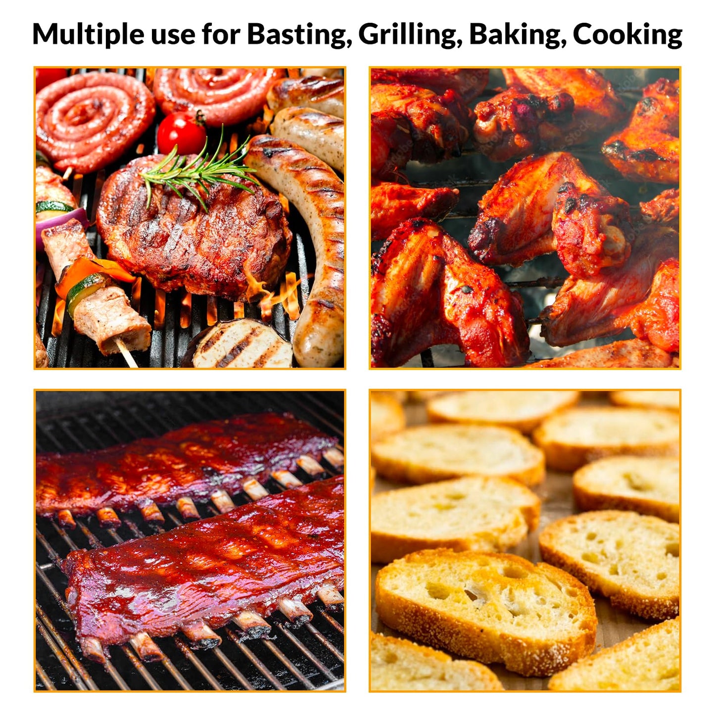 Geesta Adjustable Sauce Pot and Basting Brush Set, Long Stainless Steel Basting Brush for Cooking, Smoking, Fathers Day Grilling Gifts for Men Smoker Accessories, Large Capacity Grilling Tools, 1 Pack