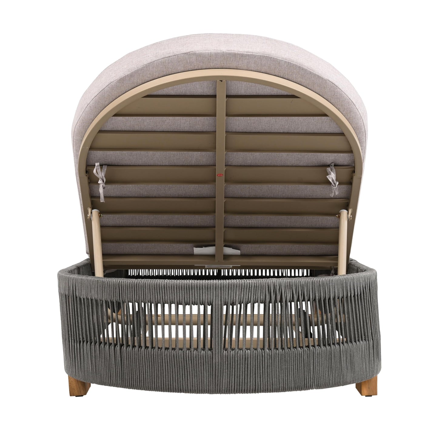 Christopher Knight Home Daskz Outdoor Chaise Lounge Chair, Patio Outdoor Acacia Wood Chaise Lounge, Adjustable Backrest Single Lounge Sofa, Poolside Beach Yard Seating, Rope Design, 79.5'', Teak+Gray