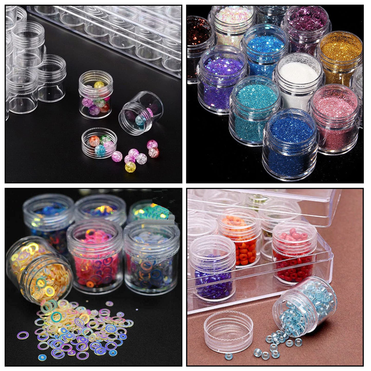HOIGON 4 Pack 30 Grids Plastic Bead Storage Containers, Embroidery Diamond Storage Box with Lid, Diamond Painting Storage Containers for Jewelry DIY Rhinestones Sewing