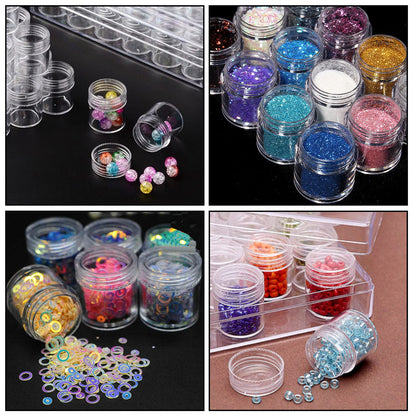 HOIGON 4 Pack 30 Grids Plastic Bead Storage Containers, Embroidery Diamond Storage Box with Lid, Diamond Painting Storage Containers for Jewelry DIY Rhinestones Sewing