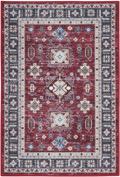 Nourison Fulton Tribal Red Area Rug, 2' x 3', Easy Cleaning, Non-Shedding, Bedroom, Living Room, Dining Room, Kitchen