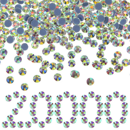 20000 Pcs SS10 Hotfix Rhinestones Bulk Crystal AB Round Iron on Flatback Glass Gems for Bedazzling DIY Crafts Clothes Shoes Supplies Decoration 2.7-2.8mm