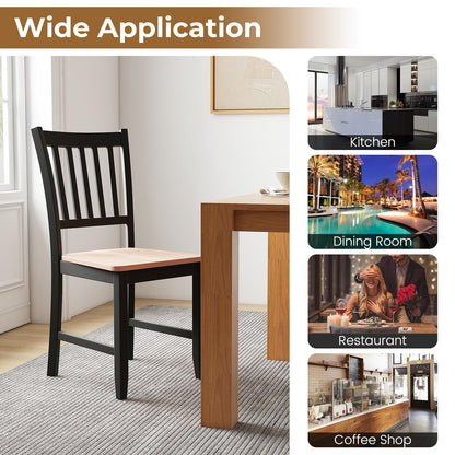 Giantex Wooden Dining Chairs Set of 4, Farmhouse Kitchen Chair with Rubber Wood Legs, Easy to Assemble Armless Dining Side Chairs, Dining Room Chairs, Black