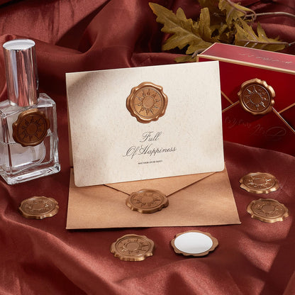 CRASPIRE 60pcs Adhesive Wax Seal Stickers Sun Wax Seal Stamp Stickers Self Adhesive Gold Vintage Wax Seal Envelope Stickers for Wedding Invitation Cards Party Favors Craft Gift