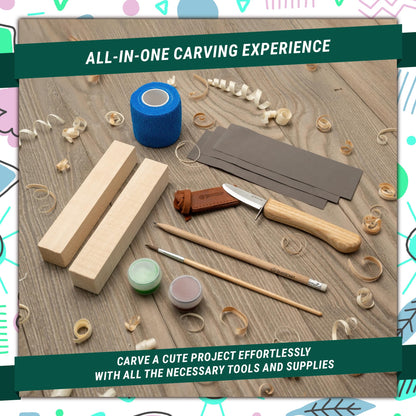 BeaverCraft Wood Carving Kit for Kids & Beginner DIY08 - Wood Whittling Kit for Kids 14+ Woodworking Starter Hobby Kits for Boys Wood Crafts Projects DIY Gifts, Carving Set Whittling Knife & Basswood