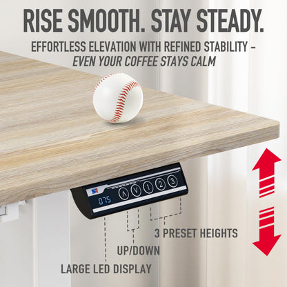 SHW 40-Inch Mobile Electric Height Adjustable Sit to Stand Desk with Drawer, Hanging Hooks and Cable Management, Maple