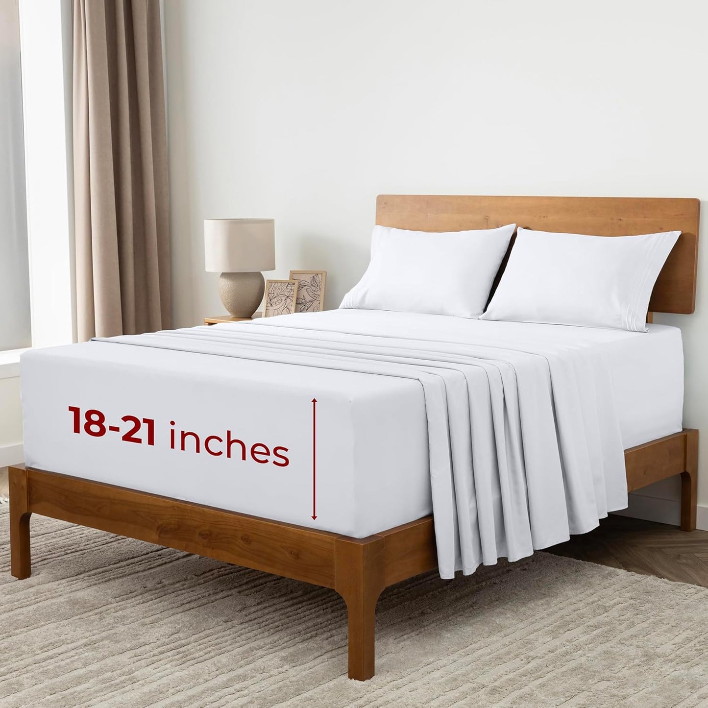Mellanni King Sheets - 4 PC Ultra Soft Cooling Bedding Set - Hotel Luxury, Wrinkle & Fade Resistant | White