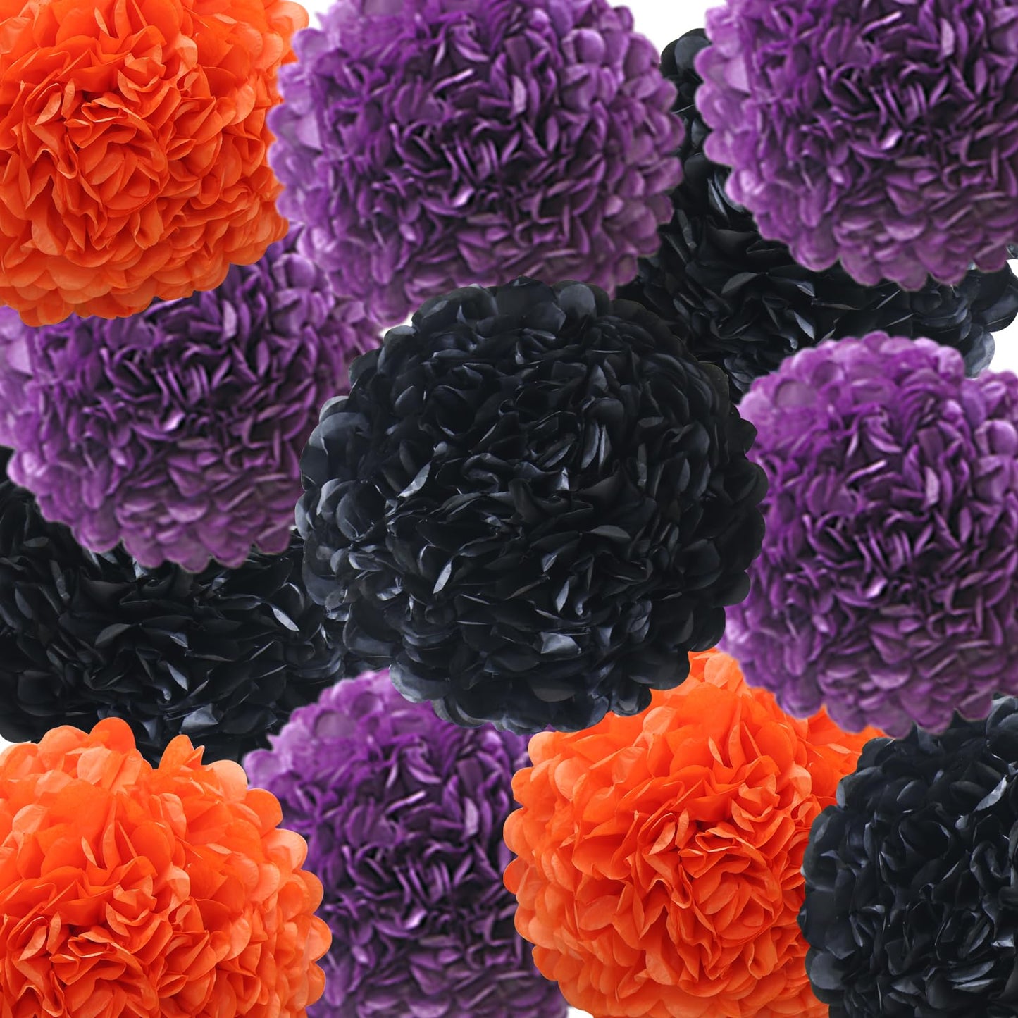 Halloween Decorations Party Black Purple Orange Tissue Paper Pom Poms Polka Dot Garlands for Halloween Baby Shower Classroom 18 pcs